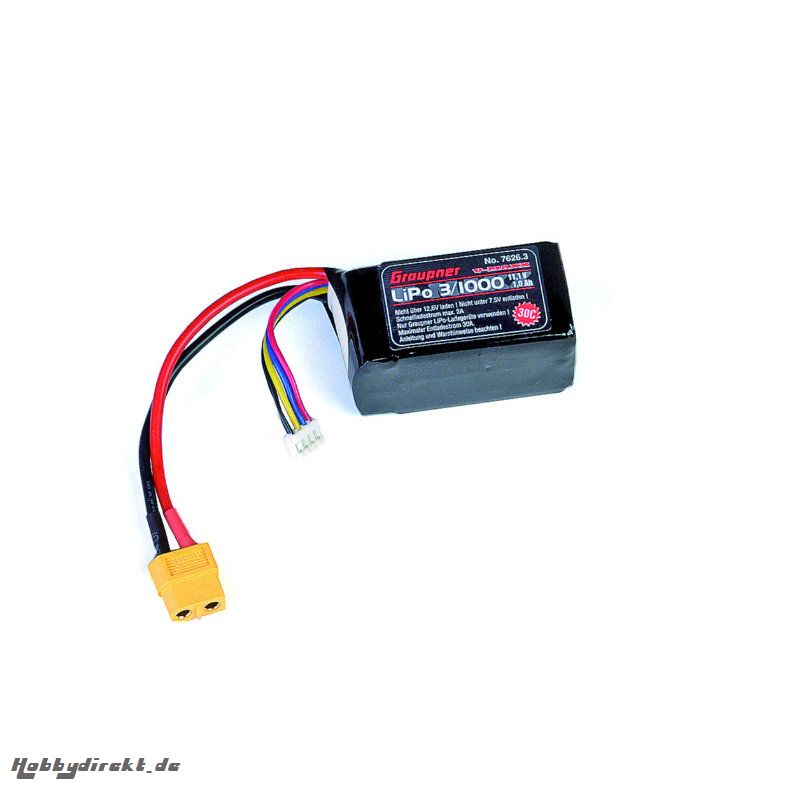 LiPo-battery V-MAXX30C 3/1000 Graupner 7626.3